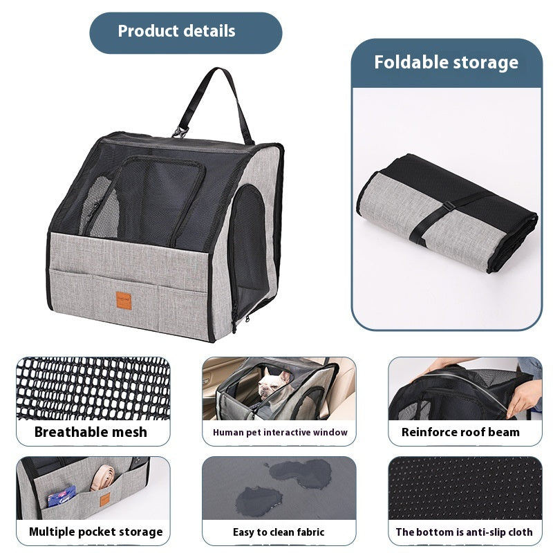 Portable Foldable Pet Car Cage – Waterproof Travel Carrier for Dogs & Cats