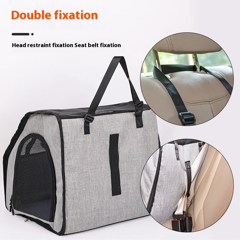 Portable Foldable Pet Car Cage – Waterproof Travel Carrier for Dogs & Cats